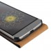 LG G5 - Genuine Leather Up Down Flip Protective Phone Cover Case - Black